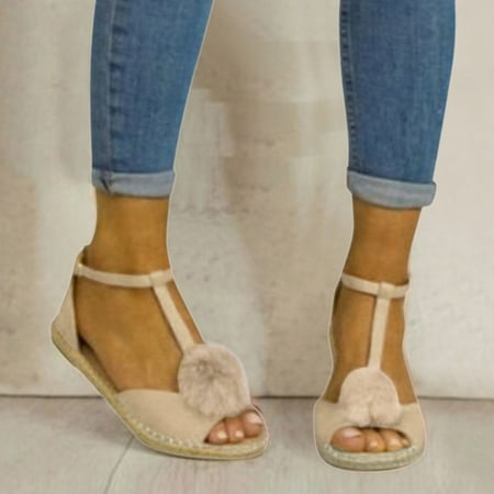 

〖Yilirongyumm〗 Beige 39 Sandals Women Fashion Summer Sandals Shoes Shoes Fish Mouth Casual Ladies Roman Shoes Flat Women s Sandals
