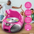 thumbnail image 3 of Magnavox MD6924 Boombox portátil con CD de carga superior y radio estéreo AM/FM en negro | Compatible con CD-R/CD-RW | Pantalla LED | Puerto auxiliar compatible | Reproductor de CD programable | (Rosa, 3 of 5