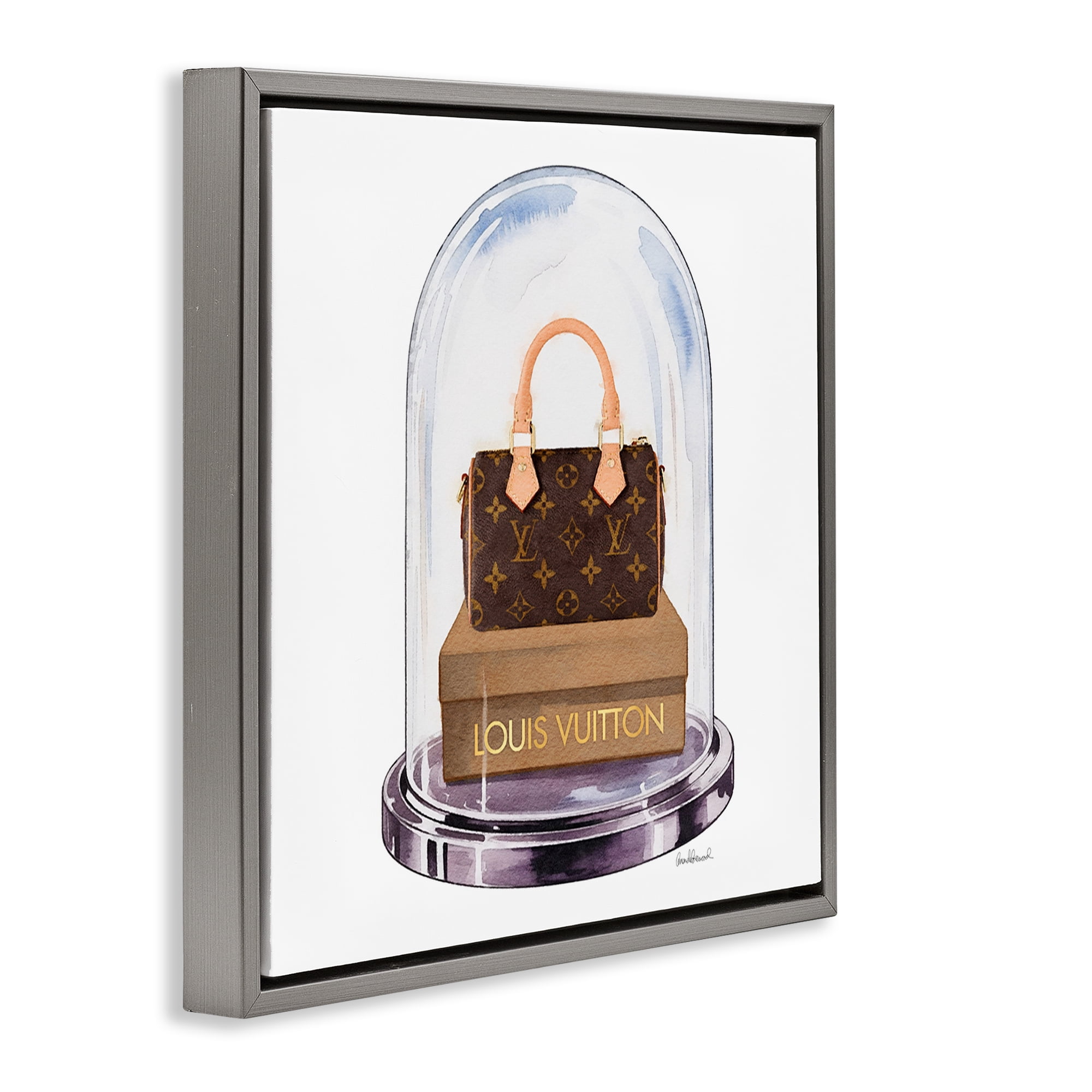 Stupell Industries Glam Purse Bell Jar Gray Framed Floater Canvas Wall Art, design by Amanda Greenwood