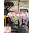 thumbnail image 4 of Easter Outdoor Tablecloth - 60x60 Inch Square Dining Table Cover, Spring Pink Rabbit Ear Colorful Eggs Stripes Waterproof Outdoor Table Cloth with Umbrella Hole & Zipper for Picnic/Patio/Party, 4 of 7