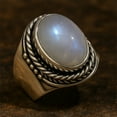 thumbnail image 2 of Tibetan Silver Natural Blue Moonstone Gemstone Handmade Boho 925 Sterling Silver Ring For Women Men, 2 of 5