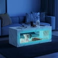 ChVans LED Coffee Table with Open Storage, Modern White Coffee Table