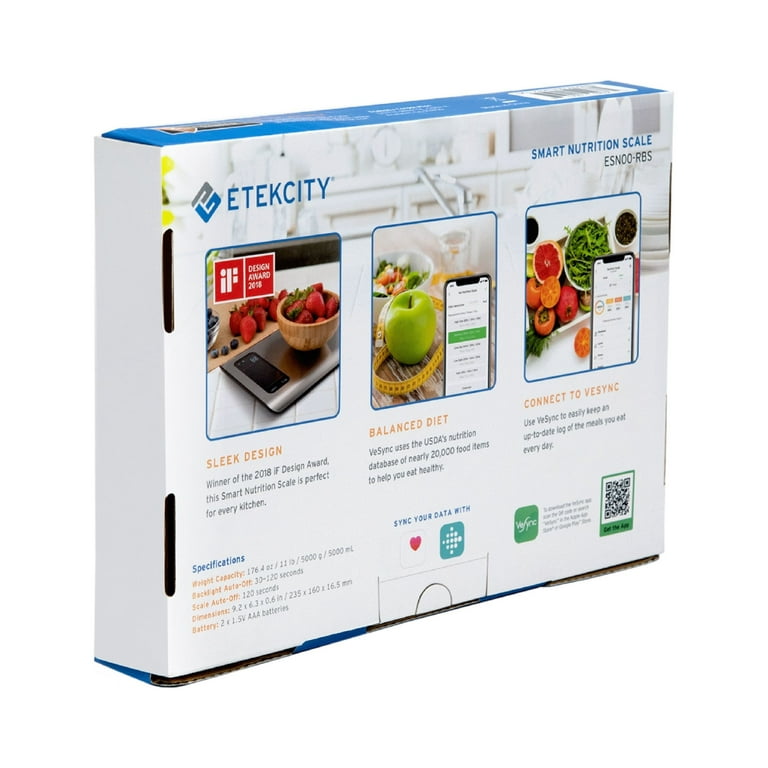 Etekcity Nutrition Smart Food Kitchen Scale, Digital Ounces and Grams for  Cooking, Baking, Meal Prep, Dieting, and Weight Loss
