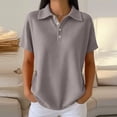 thumbnail image 5 of cocolona Summer Collar Shirts for Women Lapel Short Sleeve Button Tops Dressy Casual Basic Loose Solid Color Blouses, 5 of 5