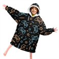thumbnail image 4 of Game Controller Black Pattern Lamb Fleece Blanket Hoodies for Teens ,Teens Oversize Sherpa Wearable Hooded Blanket Sweatshirt with Super Pockets, 4 of 6
