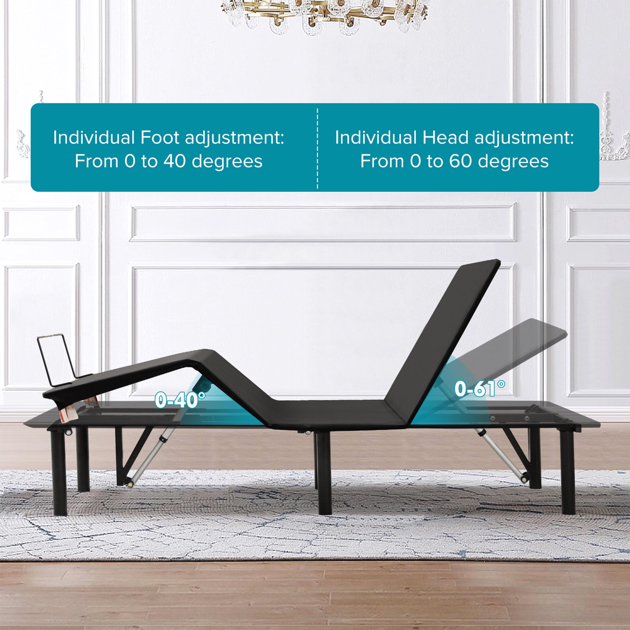 Aukfa Twin XL Adjustable Bed Frame, Electric Bed Base with Head & Foot Incline, Wireless Remote, Quiet Dual OKIN Motor, Black