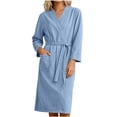thumbnail image 5 of qolati Waffle Robes for Women Long Lightweight Bathrobe Soft Womens Housecoat with Pockets Belt Long Sleeve Loungewear, Size, M-2XL, 5 of 7