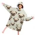 thumbnail image 4 of Pug Head Beige Pattern Lamb Fleece Blanket Hoodies for Teens ,Teens Oversize Sherpa Wearable Hooded Blanket Sweatshirt with Super Pockets, 4 of 6
