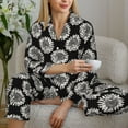 thumbnail image 6 of Fotbe White Sunflowers Pattern Long Sleeve Pajama Set for Women,Sleepwear Set,2-piece Loungewear Set,Soft PJs Comfy Nightwear with Pockets -XX-Large, 6 of 7