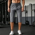 thumbnail image 5 of Sewkxo Men's Capri Pants 3/4 Joggers Gym/Workout/Hiking Below Knee Long Shorts Lightweight Quick Dry Shorts with Zipper Pockets,Gray XS, 5 of 5
