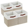 thumbnail image 1 of DECOMOMO Fabric Cube Storage Bin - Storage Baskets for Shelves, Cube Storage Organizer for Kallax and Cubbies (Beige & White, 11 inch Cube) - 4 Pack, 1 of 5