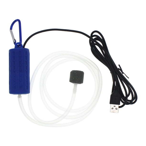 Mini bomba de aire portátil con oxígeno para acuario, minibomba USB silenciosa para ahorrar energía. Azul oscuro