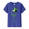 Women's T Shirts Wine Glass Print Round Neck Short Sleeve Plus Size