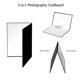thumbnail image 3 of Reflector y difusor de cartón plegable 3 en 1 para fotografía (negro, blanco y plateado) para fotos de bodegones, productos y alimentos, tamaño A3., 3 of 7