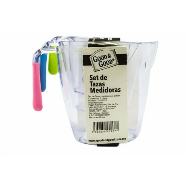 Set de 3 Tazas Medidoras Xtellar Transparentes 200 a 900 ml - Juego de tazones para medir, herramienta de medición de cocina