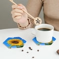 thumbnail image 6 of Pofeuu Blue Sky Sunflower Print Leather Coasters Set of 6, Round Cups Mugs Mat Pad for Home Kitchen Heat Resistant Drink Coasters,Hexagon, 6 of 7