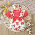 thumbnail image 2 of Hwmodou Baby Print Bodysuits Girls Cotton Blend Short Sleeve Ruffles Fruits Print Romper Bodysuits Clothes Fall Winter Soft Baby Onesies,12-18M, 2 of 6