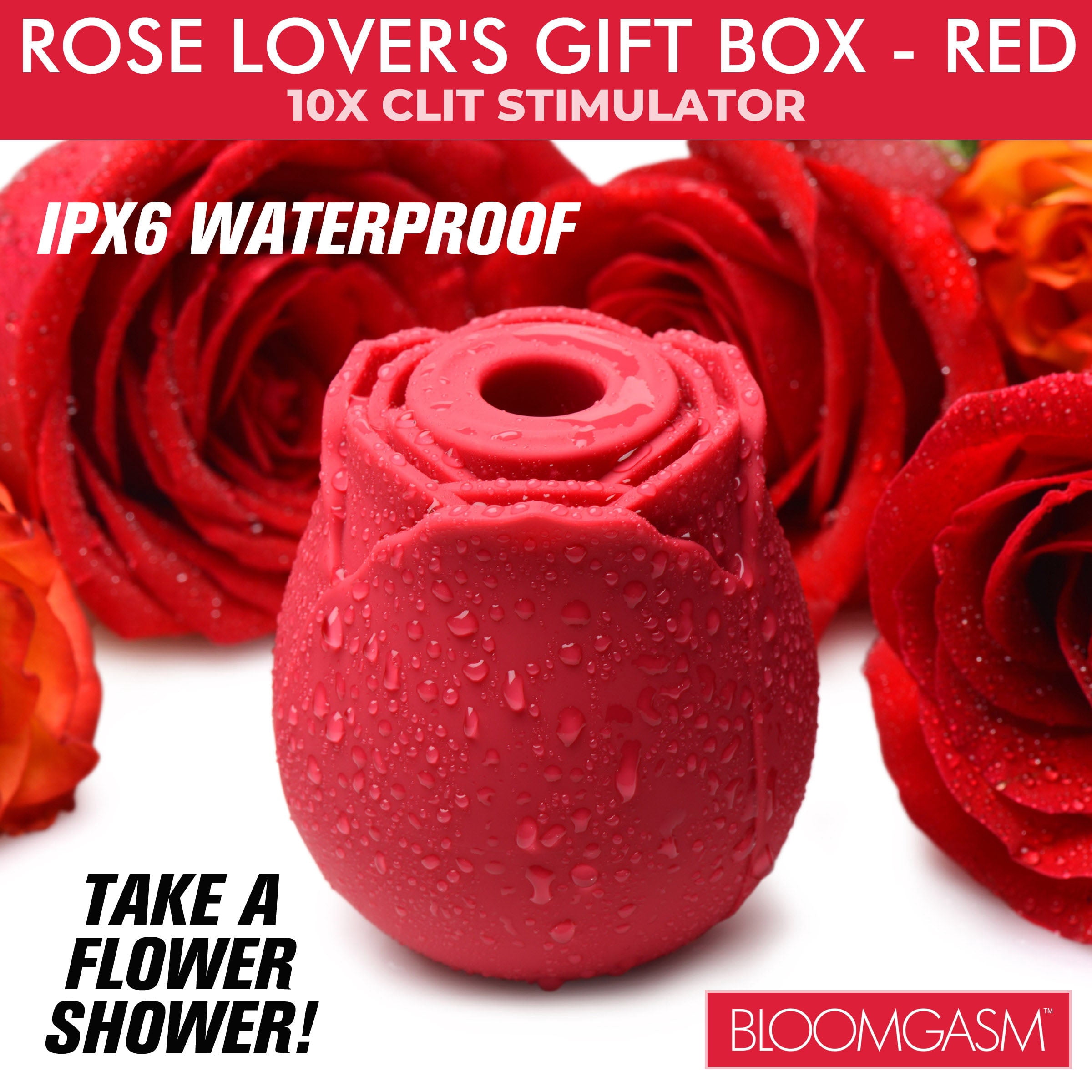 Bloomgasm The Rose Lovers Rechargeable Silicone Gift Box Suction Vibrator, Red