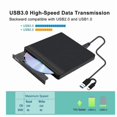 thumbnail image 5 of USB 3.0Type C External CD DVD RW Optical Drive DVD Burner DVD Writer Super Drive for Laptop Notebook ,Plug and Play, 5 of 5