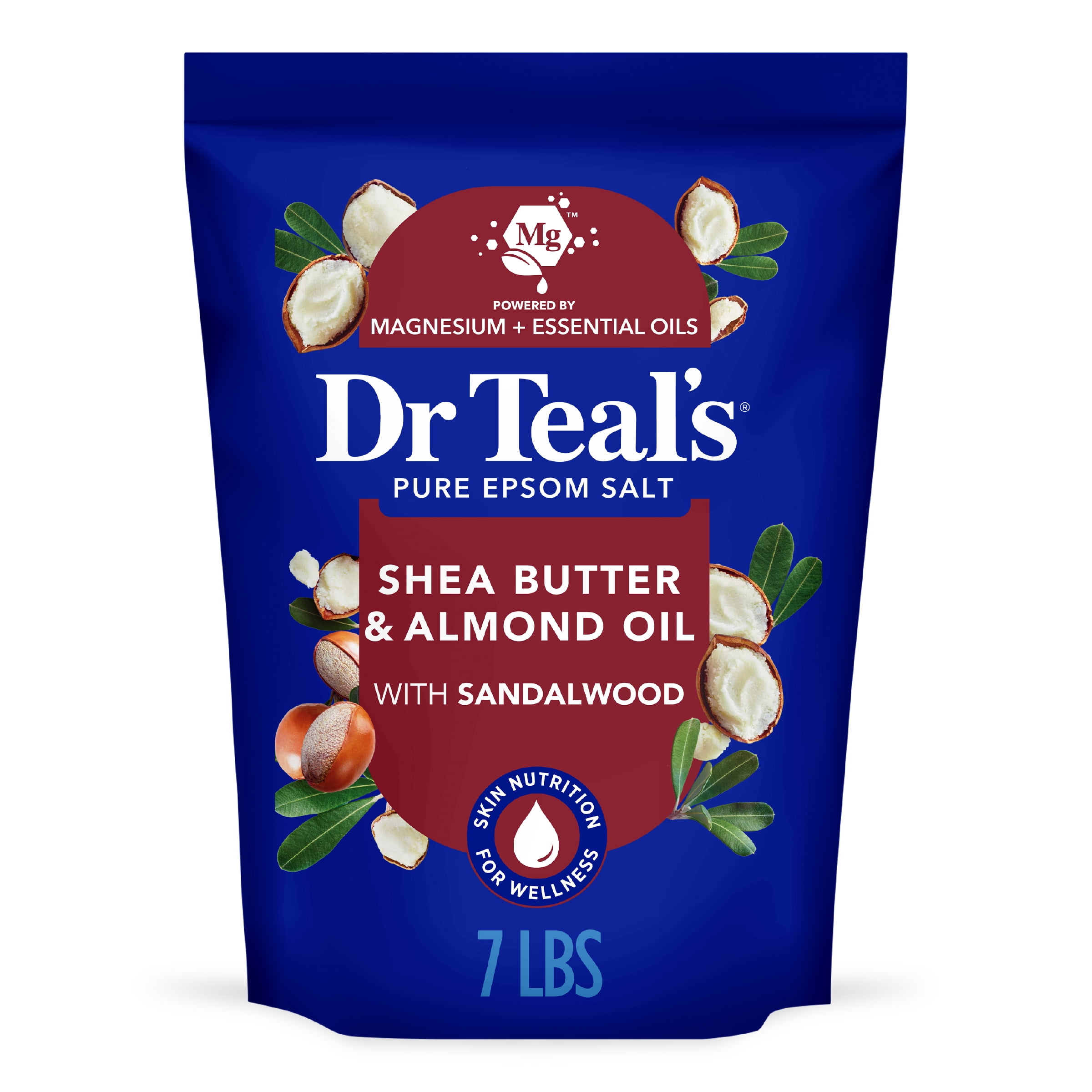 (4 pack) Dr Teal's Epsom Salt Magnesium Soak, with Shea Butter & Almond Oil, 7 lbs