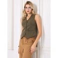thumbnail image 2 of DARING DIVA Women's Pinstripe Waistcoat Button Down Vintage Striped Vest L Brown, 2 of 6