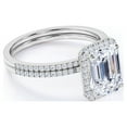 thumbnail image 3 of JeenMata 1.50 Carat emerald cut Moissanite Halo Bridal Set in 18k White Gold Over Silver, 3 of 7