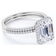 thumbnail image 3 of JeenMata Anillo de Bodas Nupcial con Moissanita de Talla Esmeralda de 2 Quilates y Halo Pavé de Diamantes Engastado en Oro Blanco de 10 K, 3 of 6