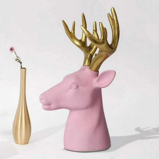 Lipstore Pink Faux Deer Head - Stag Animal Scuplture For Farmhouse Wall Decor For Pink As Described