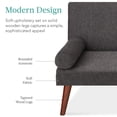 thumbnail image 3 of Best Choice Products Fabric Upholstered Convertible Futon w/ Rounded Armrests, Wooden Legs, 2 Cupholders - Charcoal, 3 of 8