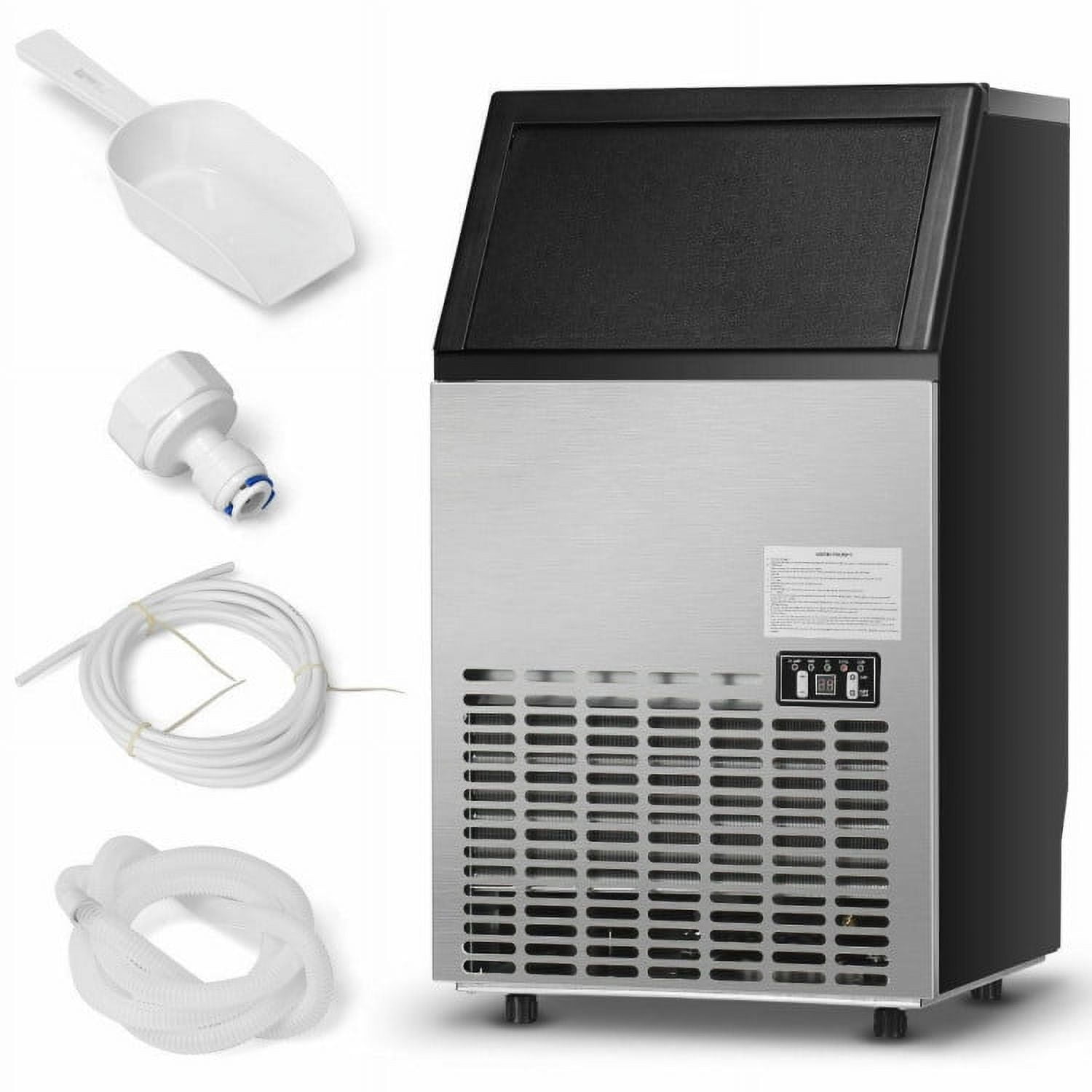 Canddidliike Portable Built-In Stainless Steel Commercial Ice Maker, Freestanding Ice Maker, Ideal Ice Maker for Home Office Bar Parties