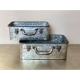 thumbnail image 2 of S/2 Vintage Metal Storage Trunks Galvanized Tin Suitcase Style Organizer Boxes with Handles Decorative Storage Containers for Home Office Shelf Display, 2 of 4
