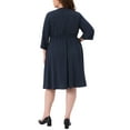 thumbnail image 3 of Vestidos de Día de la Madre para Mujeres de Talla Grande Agnes Orinda, con Botones, Cuello en V, Mangas Rizadas, Cintura Elástica, Vestido Midi Casual con Bolsillo 2X Azul Marino, 3 of 5
