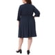 thumbnail image 3 of Vestidos de talla grande para mujer Agnes Orinda, con botones, cuello en V, mangas enrolladas, cintura elástica, vestido midi casual con bolsillo, 2X azul marino, 3 of 5
