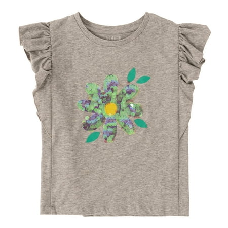 

KIDPIK Girls Ruffle Sleeve Sequins Daisy Graphic Tee Size: 2T - XXL (16)