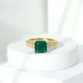 thumbnail image 6 of Rosec Jewels Womens 2.25 CT Princess Cut Created Emerald Solitaire Ring with Diamond in Vintage Style, 18K Yellow Gold, US 3.00, 6 of 8