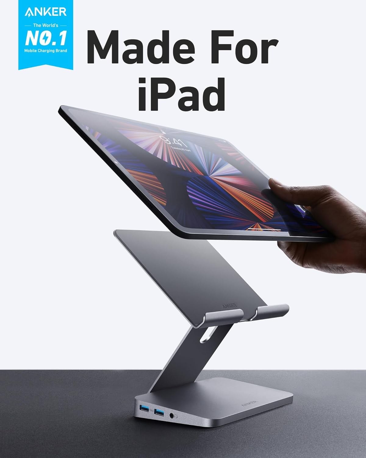 Anker , 551 USB-C Hub (8-in-1), with Foldable Tablet Stand, Dock, 4K HDMI, 2 USB-A Data Ports