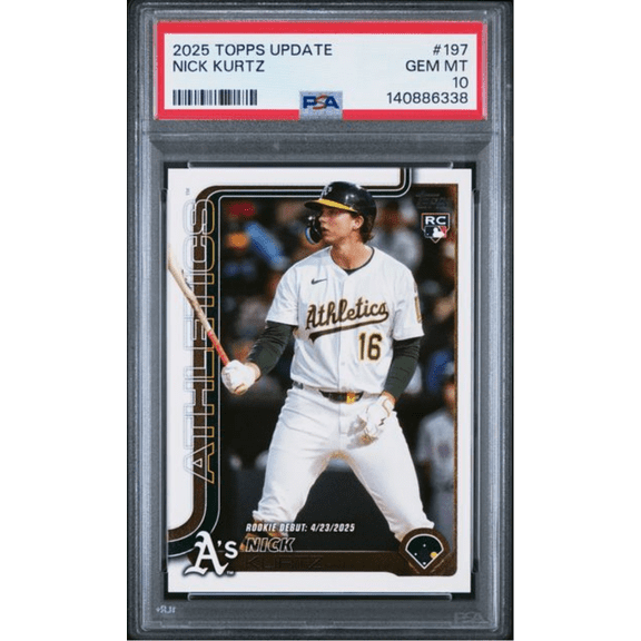 Graded 2025 Topps Update Nick Kurtz #197 Rookie RC Baseball Card PSA 10 Gem Mint