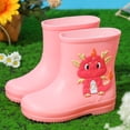 thumbnail image 4 of PEASKJP Rain Boots Boys Round toe, Block Heel Platform Rubber Outsole Ankle-High Work Boots, Pink 16, 4 of 5