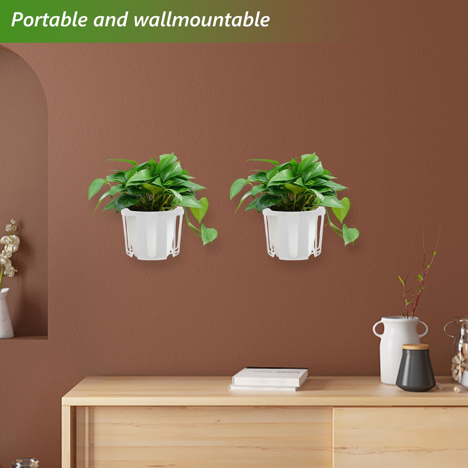 HINTRMENT 4pcs Outdoor Balcony Orchid Pot Container White Plastic Rustic Design Easy Maintenance