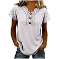 thumbnail image 1 of Floleo T-Shirt à Manches Courtes Plissé Élégant pour Femme à Col Rond, Léger, Ample, Polyvalent (Blanc, M), 1 of 5