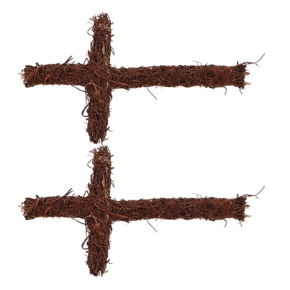 HEANUJJ Elegant Rattan Cross Decor, Dark Brown, for Home Wall Art, 2Pcs