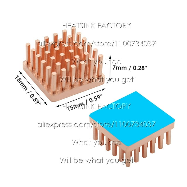 5pcs Pure Copper Heatsink Heat Sink Radiator Cooler for Raspberry / Banana Pi Electronic 3D printer CHIP IC MOS with Thermal Pad 5pcs 15x15x7mm