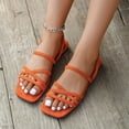 thumbnail image 4 of Xfvqtps Women Strappy Sandals Flat Slip on Open Square Toe Crisscross Summer Sandals Casual Shoes Walking Sandals, 4 of 9