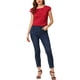 thumbnail image 2 of INSPIRAR CHIC Blusa de Seda con Mangas Cortas para Mujeres Cuello Redondo Plisada Casual Elegante Talla XS Roja, 2 of 6