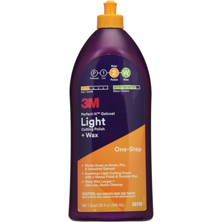 Wax Seal Bottles - 3M Perfect-It™ Step 2 Polish Gelcoat Light One-Step Cutting Polish + Wax 32 fl. oz. Bottle
