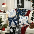 thumbnail image 2 of PEIBang Christmas Blue and Gold Throw Pillow Cover,18x18 Inch Winter Holiday Cushion Case Decoration for Sofa Couch Bed, 2 of 6