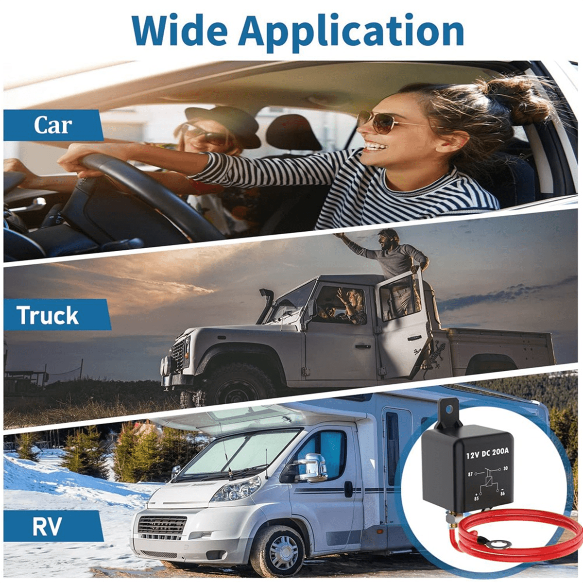 Remote Battery Disconnect Switch 200A 12V Top Post Negative Battery Shut Switch for Car RV Truck Vehicle,Battery