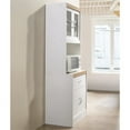 thumbnail image 4 of Pemberly Row Armoire de Cuisine en Porcelaine Haute de 24 Pouces de Large avec Rangement pour Micro-Ondes, Blanc, 4 of 5