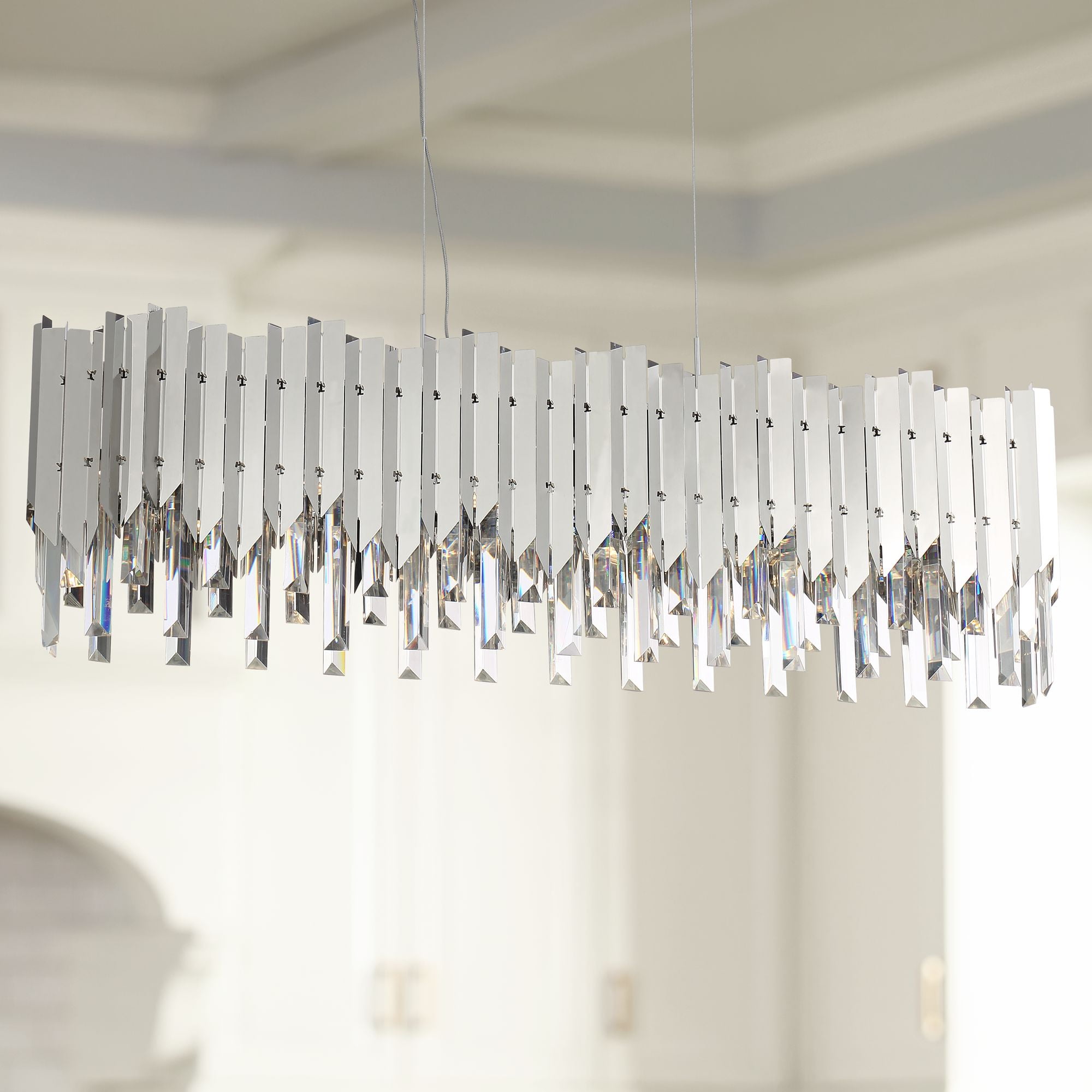 Possini Euro Design Chrome Large Linear Island Pendant ...