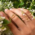 thumbnail image 4 of Anillo de apertura de estilo retro de diciembre Anillo de piedra de flor de diciembre ajustable con incrustaciones de cobre y circonita, 4 of 6